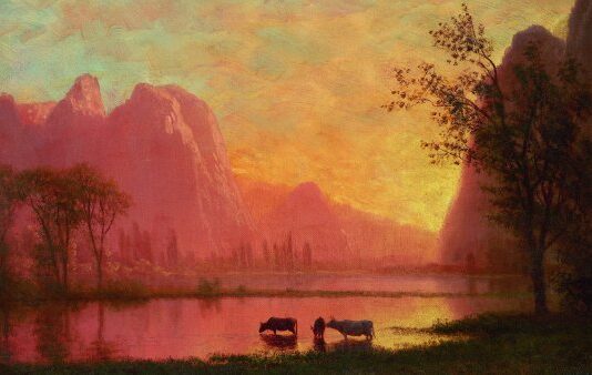 Thyssen: Bierstadt, Puesta sol Yosemite, Rojo