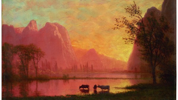 Thyssen: Bierstadt, Puesta sol Yosemite, Rojo