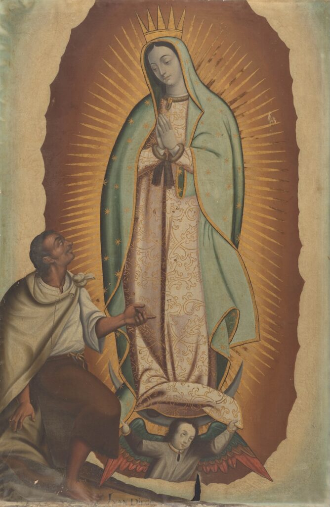 Primera aparición de la Virgen de Guadalupe. Autoría desconocida