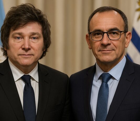 Javier Milei y Yamandú Orsi ©AqM-IA
