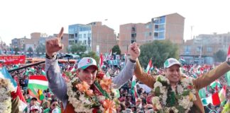 Rodrigo Paz y Edman Lara en un acto electoral