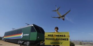 Mas trenes menos aviones ©greenpeace