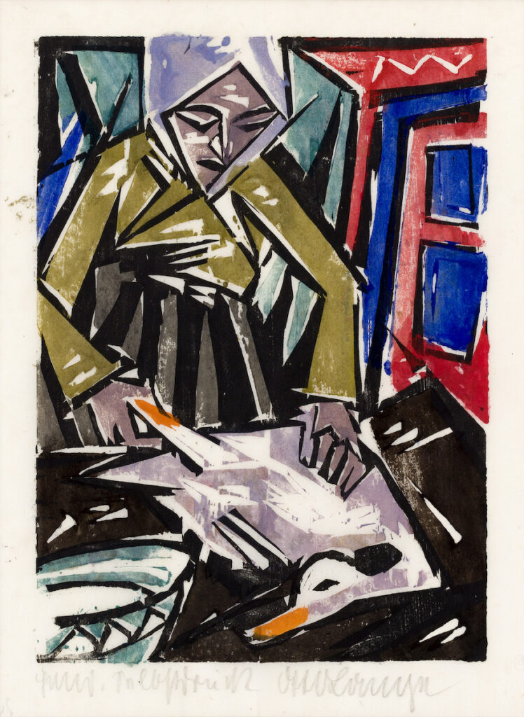 «Mujer desplumando un pato». Otto Lange