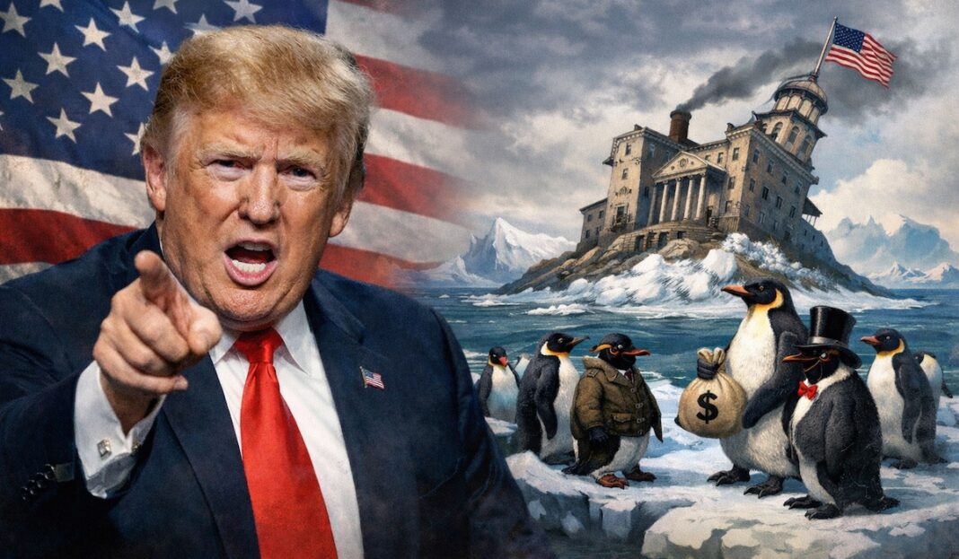Donald Trump en la Isla de los pingüinos ©AqM-IA