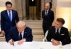 El presidente Donald J. Trump firma un Memorando de Entendimiento entre la República Islámica de Irán y los Estados Unidos en el Palacio de Versalles, Francia, el 17 de junio ©whitehouse