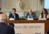 De derecha a izquierda: Macarena Muñoz, presidenta de APIE, el rector Ángel Pelayo, el presidente del BBVA Carlos Torres y Miguel Ángel Noceda, director del seminario