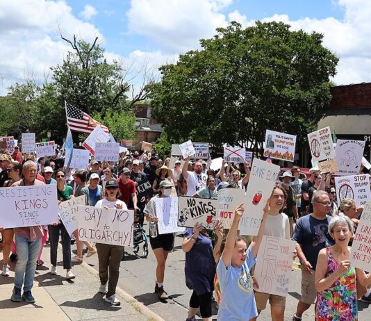 Protesta «No Kings» en Carrboro, Carolina del Norte ©Hameltion : Wikimedia Commons, CC BY-SA 4.0