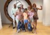 Jesús Moreno con Sonia Lolo, Carmen de Gregorio, Jalil Mohamed Abdelaziz y las tres menores que pasarán el verano en Tres Cantos