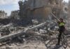 Bloques de viviendas derruidos por un bombardeo en Gaza, el tipo de espacios civiles donde murieron centenares y quizás miles de sus habitantes. © Eyad El Baba / Unicef